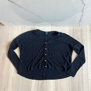 Wild Fable Cardigan Shirt Womens XS Black Ribbed Button-Down Shirt